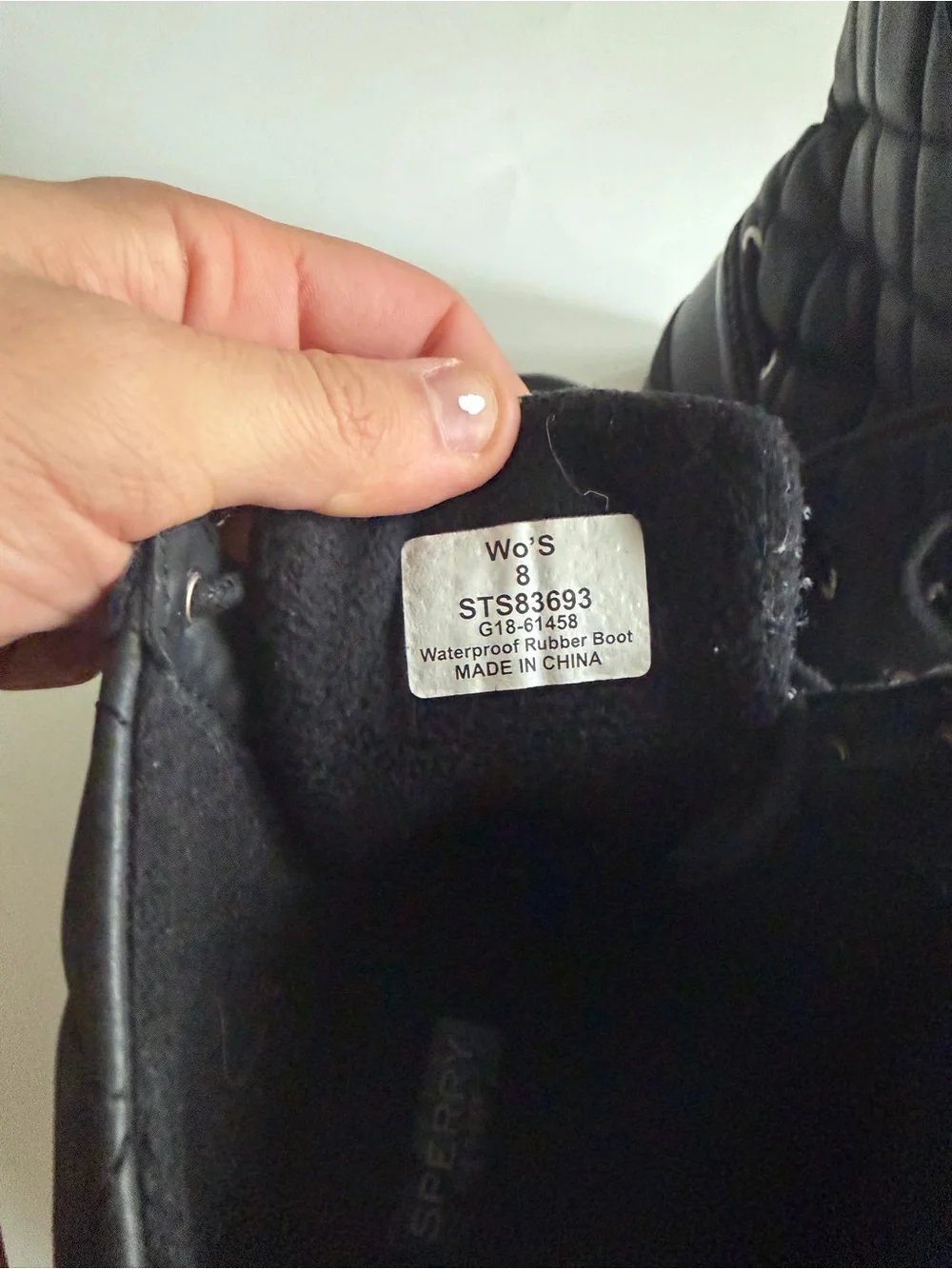 Sperry Women’s Gosling Quilted Black Waterproof Duck Boots Size 8 Style STS83693